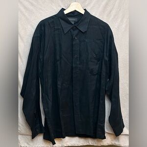 Men’s Toscano Black Linen Button-Up Shirt